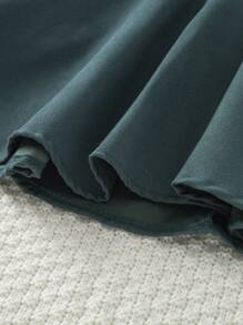 Girls' Formal Dress, Waist Cinched, Double Breasted, Sleeveless, Green Belt, Suit Style Collar, Commuting Wear, Suitable For Formal Occasions - Green - View 5