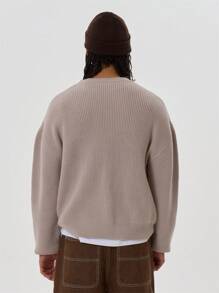 Musero Gerippter Strick-Pullover mit Dropped Shoulder
