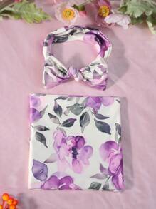 SHEIN Newborn Floral Print Simple Casual Photography Outfit - Multicolor - View 3