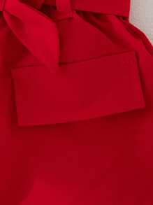 SHEIN Elladie kids 年轻女孩夏季新款可爱樱桃印花圆领无袖背心和宽松直筒短裤配腰带，舒适休闲度假装