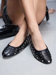 CUCCOO GRLICON 女士 Y2K 风格平底鞋，适合朋克、骑行者、酷女孩、万圣节、圣诞节、派对装扮 - 黑色 - 查看 3