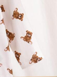 SHEIN 2pcs/Set Baby Boy Beige Bear Print Long Sleeve Top And Pants Casual Comfortable Loungewear Set - Multicolor - View 5