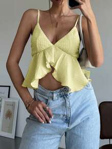 Muchica Women Solid Color Spaghetti Strap Camisole And Casual Shorts Set