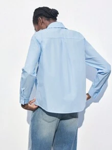 Maija 春夏新款情人节蓝色闪钻镂空现代都市优雅衬衫华丽性感日常休闲浪漫都市度假适合外出聚会婚礼宾客老钱风音乐节90年代女装老钱波西米亚风 - 藍色 - 查看 5