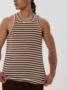 Musero Sleeveless Contrast Striped Tank Top Spring Summer Wardrobe - Multicolor - View 5