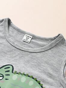 SHEIN 男童简约时尚休闲日常两件套，上衣和短裤 - 彩色 - 查看 6