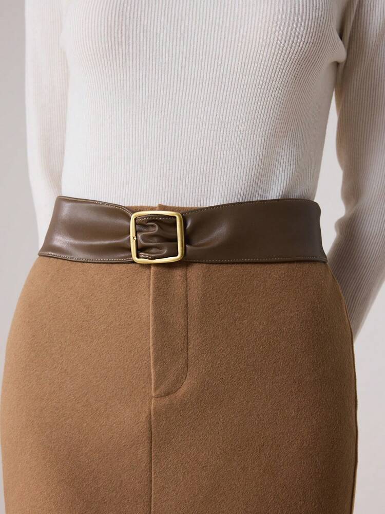 1 PIEZA CINTURÓN ANCHO DE COLOR MARRÓN CLARO, ESTILO BOHEMIO CASUAL PARA COMMUTER, ADECUADO PARA VACACIONES Y USO CASUAL