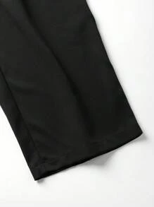 SHEIN LUNE Women Plus Size Straight Leg Side Double Row Design Elegant Suit Pants - Black - View 5