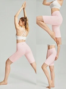 GLOWMODE 純色運動短褲 - 淺粉色 - 查看 9