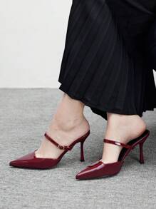 CUCCOO BIZCHIC Zapatos de taco alto de tacón de aguja de punta afilada en recubierto burdeos para mujer, apropiados para ir al trabajo, citas, fiestas, bodas y vacaciones