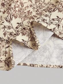 SHEIN MOD Women Brown Floral Print Belted Vintage Court Flared Skater Dress Pink Short Dress, Grad Tea Party Dress,Valentine Outfits - Yellow - View 4