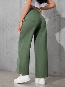 SHEIN EZwear Casual Washed High Waist Straight Leg Jeans