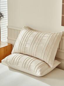 2/3 件垂直条纹图案涤纶羽绒被套，波西米亚风格卡其色简约时尚涤纶羽绒被套，适合所有季节大号床（1 个羽绒被套 + 1/2 个枕套） - 卡其色 - 查看 7