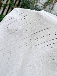 SHEIN Eyelet Embroidery White Knitted Slim Fit Maternity T-Shirt - White - View 7