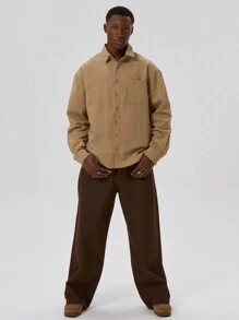 Musero Men Oversized Striped Long Sleeve Shirt