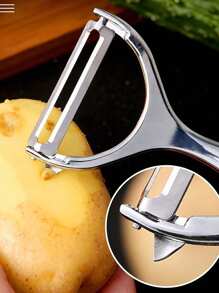 Pelador de verduras de acero inoxidable, cortador de patatas y zanahorias, pelador multifuncional de frutas y verduras, herramientas de cocina, accesorios - Negro - Ver 11