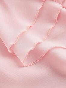 SHEIN MOD One-Shoulder Ruffled Babydoll Dress Shirt, Romantic Summer Shirt, Holiday Shirt, Suitable For Dates, Parties, Afternoon Tea, Birthdays - Pink - View 4