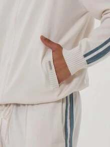 Musero Boxy Style Contrast Stripe Zip Through Knitted Track Top Cardigan SPRING SUMMER Wardrobe - Multicolor - View 4