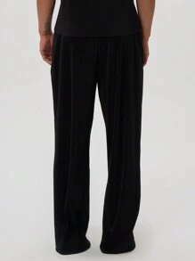 Musero Straight Leg Flared Basic Style Trouser Bottoms Winter Wardrobe - Black - View 3