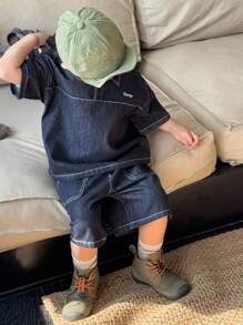 Dazy Kids Set da ragazzo composto da top a maniche corte e pantaloncini in jeans per il campeggio
