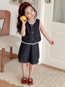 DAZY Young Girl' Denim Set,Girls Summer Outfits - Navy Blue - View 6