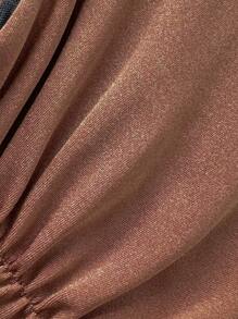 SHEIN Swim Ladies' Springbreak Sexy Casual Coffee Color Gold Jewelry Decor Spaghetti Strap High Cut Pants Bikini Set - Rust Brown - View 4