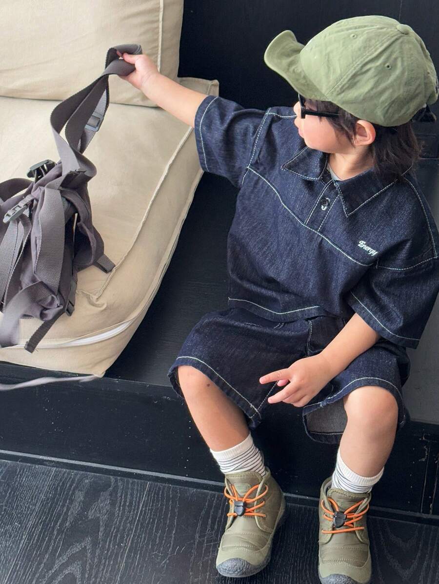 Dazy Kids Set da ragazzo composto da top a maniche corte e pantaloncini in jeans per il campeggio