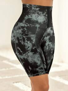 SHEIN Lady Women Front Button Tie-Dye Skinny Leggings, Casual Everyday Wear