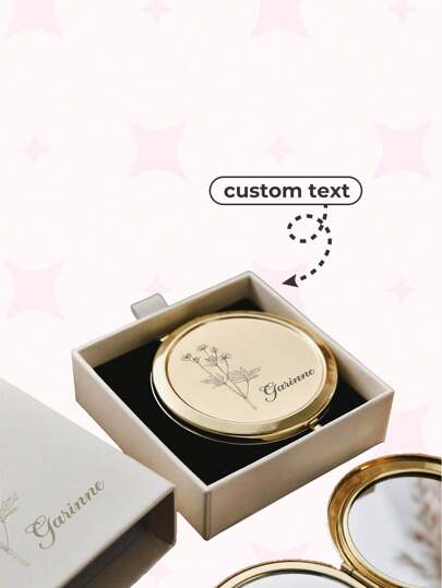Espejo compacto personalizado - Regalo de boda elegante - Regalo de despedida de soltera - Espejo de maquillaje grabado de manera exquisita - Regalo para dama de honor, multifuncional, ornamental, letra, unicolor, exquisito, elegante, vintage, moderno, colorido, ocio, básico, casual, suave, único, personalizado, ideal para ella, novia, novio, amigos
