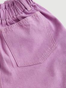 SHEIN MOD Women's Fitted Denim Shorts, Purple - Purple - View 4