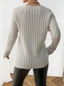EURMUSE Women Cable Knit Sweater White And Soft - Cream - View 5
