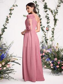 Coutiva Elegant Lace Sleeve Butterfly Embroidered Off The Shoulder Formal Dress, Bridesmaid Dress Music Festival  Spring/Summer