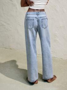 Maija Pantalones vaqueros de mujer de tiro bajo y pierna recta con lentejuelas brillantes para primavera y verano
