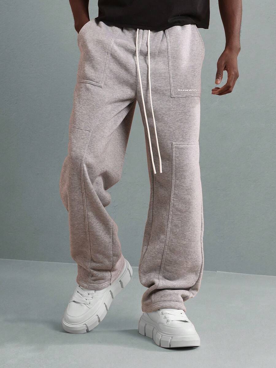 SUMWON Athletic Jogger Sweatpants Cozy Fleece Loungewear With Drawstring Elastic Waist Casual Sport Training Workout Pants With Side Pockets Winter Athleisure Bottoms - Light Grey - View 1