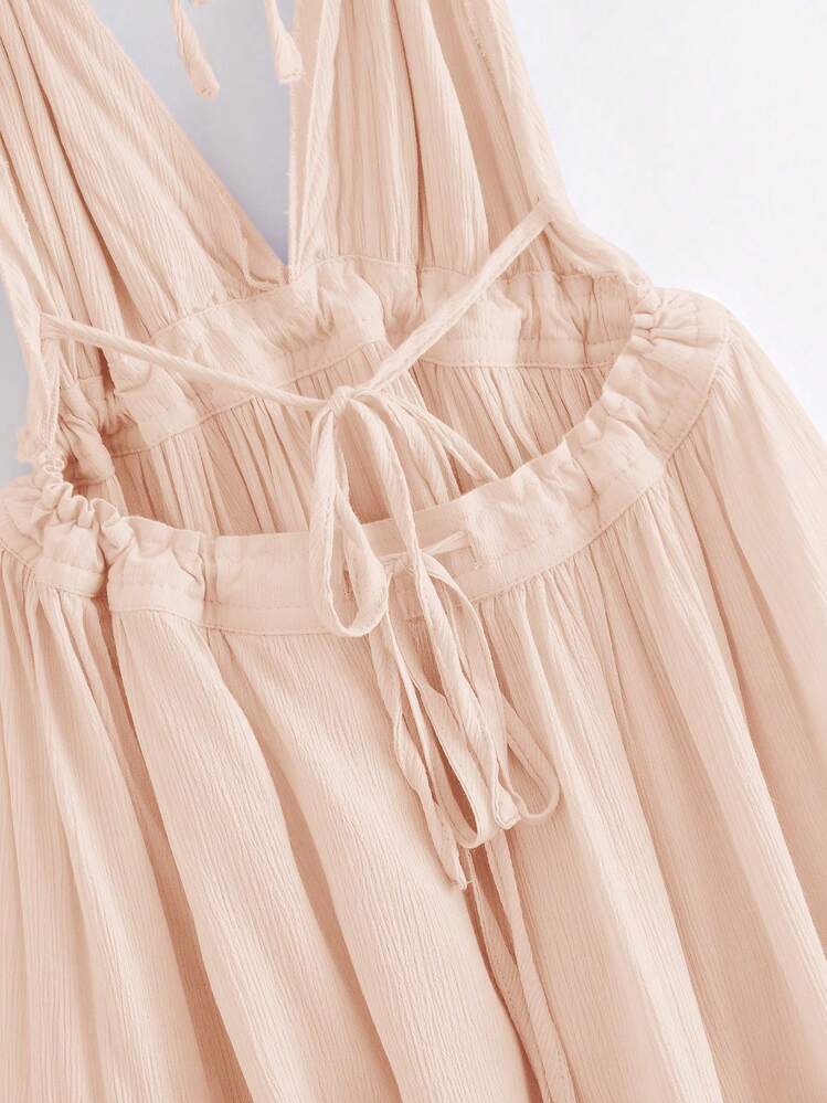 dobby mesh self tie ruffled halter dress YANRU women's tropical dresses Dobby Mesh Self-Tie Ruffled Halter Dress  (Color : Mint Green, Size : M) : Buy Online at Best Price in KSA