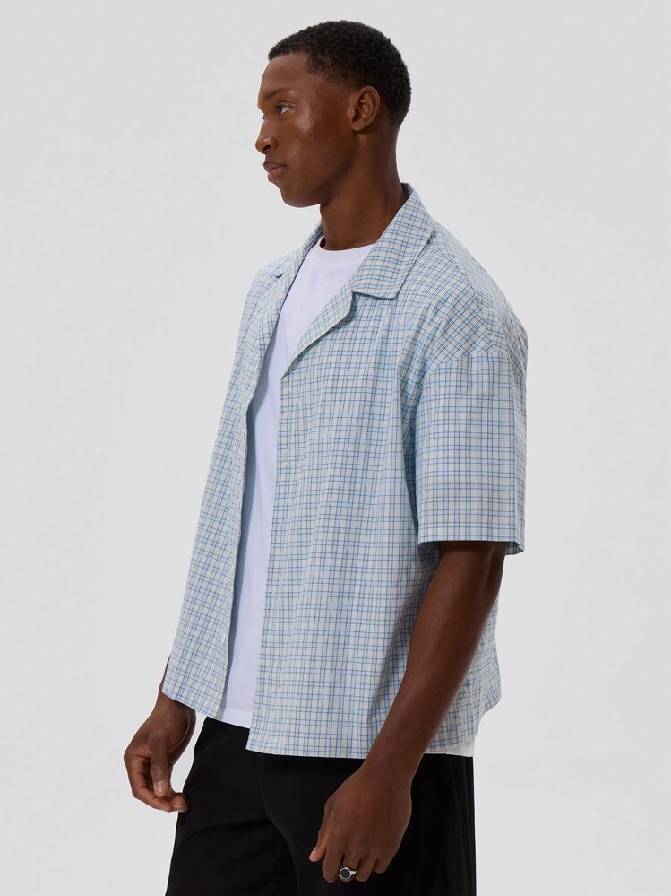 Musero Men Plaid Check Boxy Short Sleeve Shirt Spring Summer - Multicolor - View 5