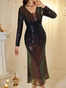 Modelyn Women's Fashionable Gradient Sequin Dress Fall Cloth For Women - Multicolor - View 1
