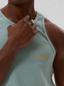 Musero Blusa con botones, mangas cortas, paneles de contraste y rayas, con detalles de eslogan gráfico, esencial para primavera y verano - Verde - Ver 3