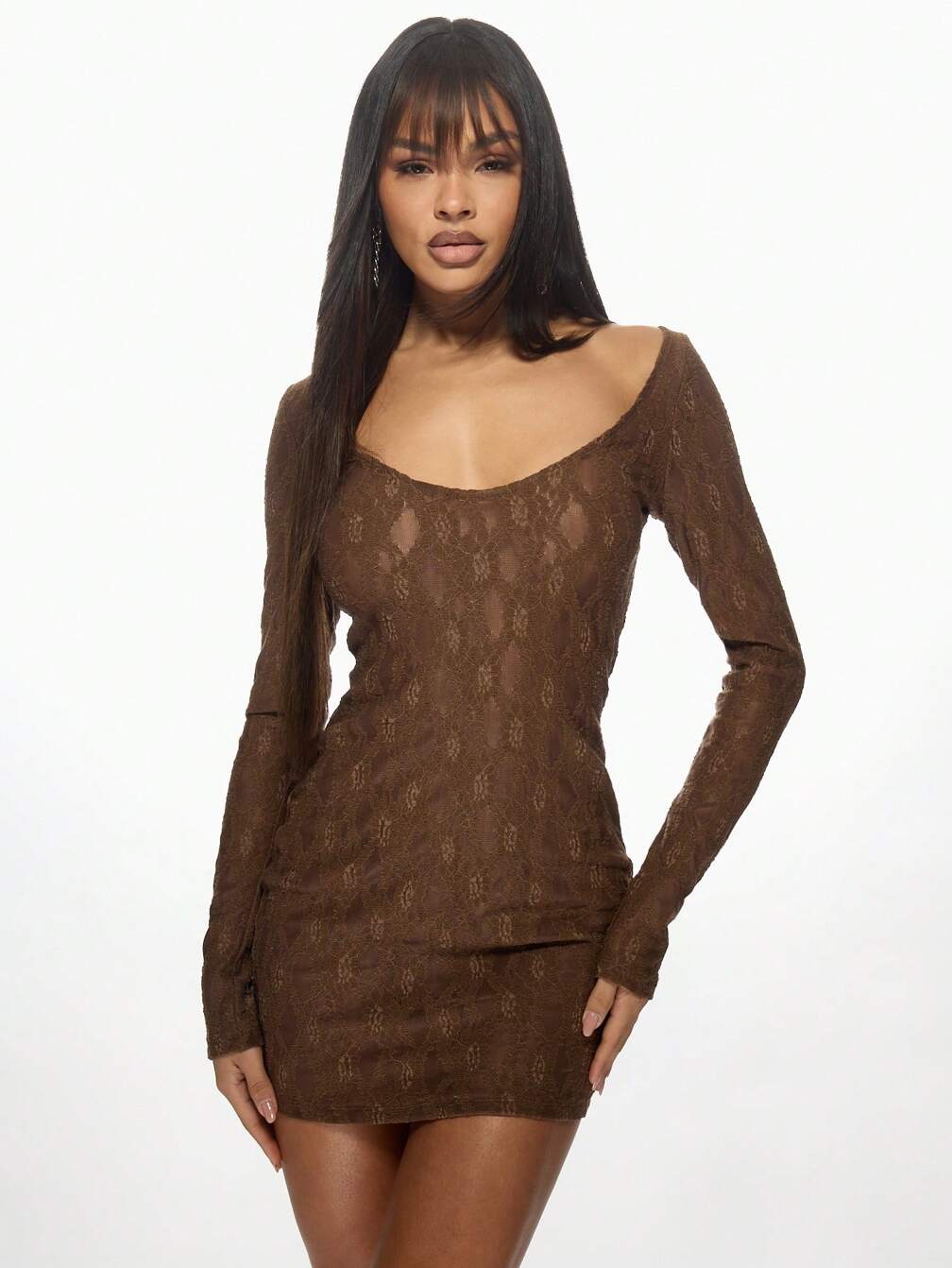missguided lace bodycon dress MISSGUIDED PLUS Lace Keyhole Neck Long Bell Sleeves Bodycon Mini Dress MISSGUIDED
