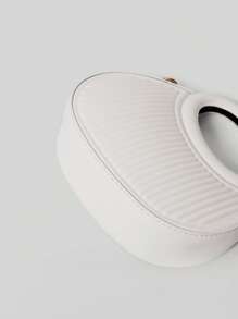 Fashion Black Niche Design French Gentle Lady New Commuter Date White Hand-Held Shoulder Cross-Body Women's Bag Stripes Embossed Handbags Fashion Round Crossbody Bag Women Double Handle Novelty Purses Christmas Winter Christmas Gifts