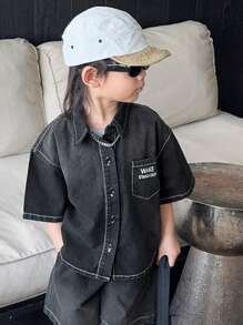 Dazy Kids Toddler Boys 2pcs Denim Outfit Set - Black - View 2