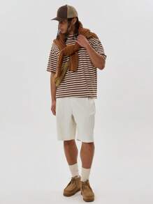 Musero Slogan Oversized Striped Tshirt