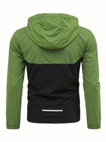 Manfinity Sport Streetwear Men's Solid Color Patchwork Front Zipper Long Sleeve Hooded Sports Jacket