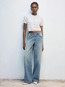 Maija 2026 Spring & Summer Outfits New All-White Knitted Crochet Round Neck Front Open Single-Breasted Metal Bow Button Soft Cardigan Sweater, Modern Elegant Urban Romantic Western Punk Country Music Festival Vintage Style Travel Street Wedding Guest Birthday Business Casual Office Date Party Outing Airport Back To School,Valentine Clothes - White - View 7