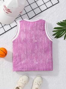Áo tank top in chữ phong cách Hàn Quốc, thích hợp cho bé gái 4-7 tuổi, mùa xuân và thu mới. - Màu tím hoa cà - Xem 2