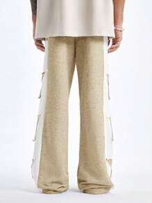 AXEPEAK 男式宽松阔腿长款运动裤，带双星补丁