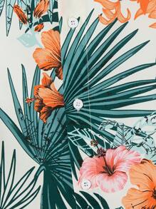 Manfinity RSRT 男士热带印花短袖衬衫和短裤套装