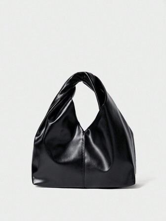 Fashionable & Versatile Texture Solid Color PU Shoulder Bag, Simple & Casual French Bread-Style Small Handbag For Women Christmas Winter Christmas Gifts