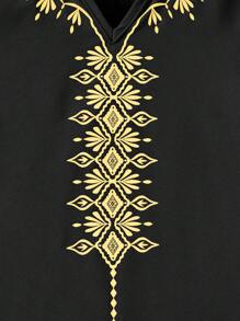 SHEIN Leap Crew Baby Girl Summer Floral Print Cute Vacation Black Long Sleeve Dress - Black - View 5