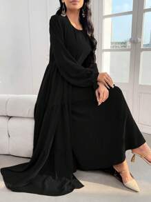 Al Najma 女士休闲纯色长款阿拉伯长袍，端庄长袍